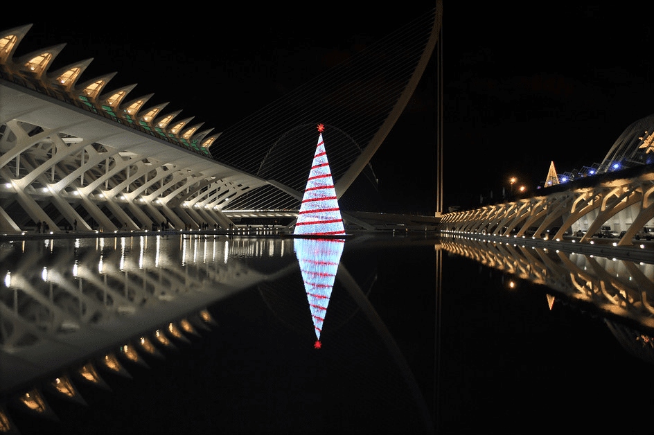 the city of arts and sciences of Valencia at Christmas